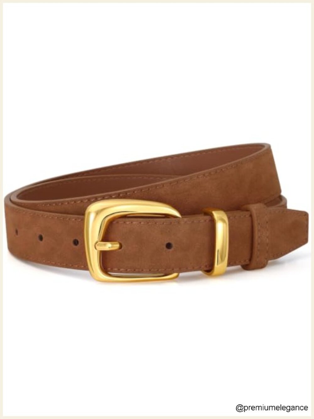 Women Suede Leather Belt Vintage Gold Buckle Waist Belt for Jeans Dresses